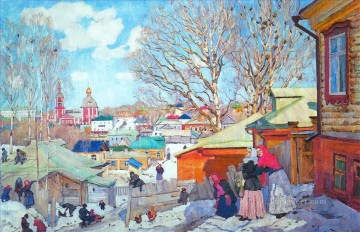 Día soleado de primavera 1910 Konstantin Yuon paisaje urbano escenas de la ciudad Pinturas al óleo